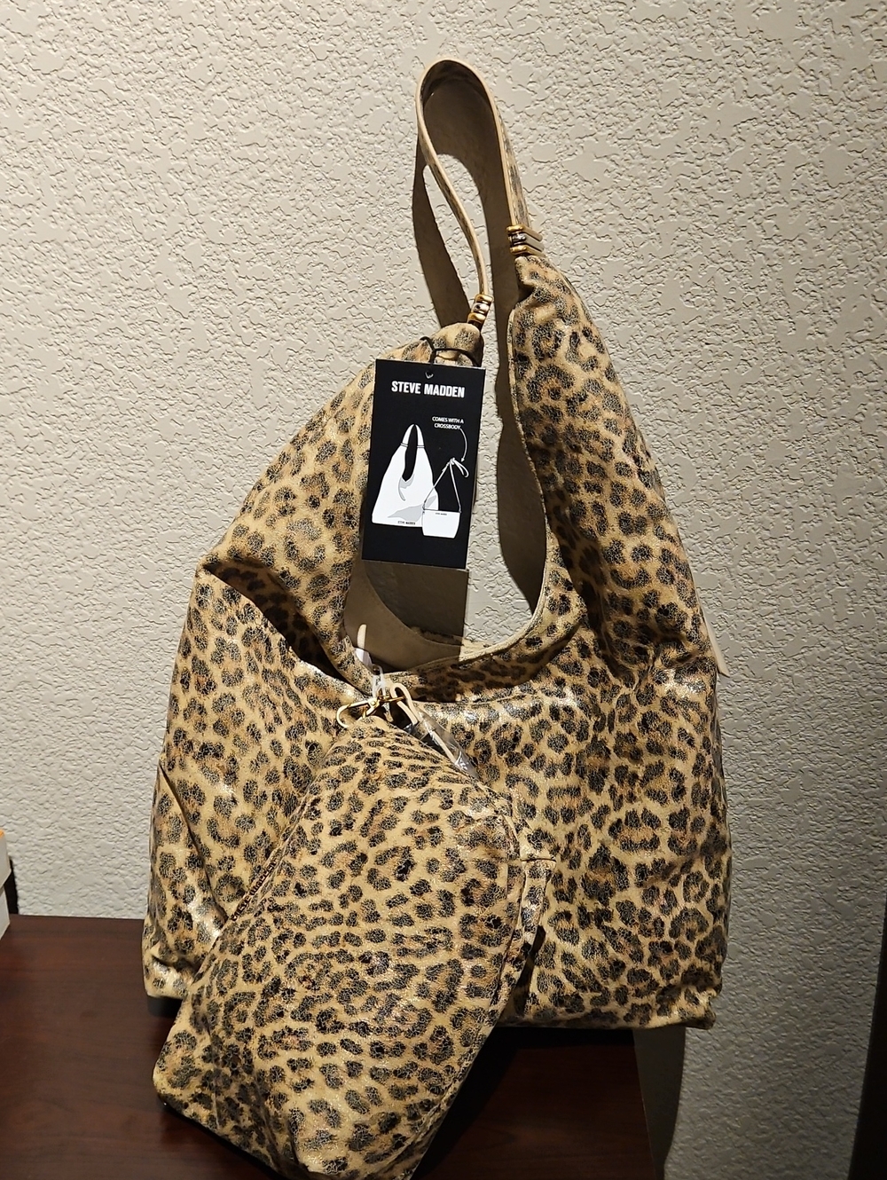 Steve Madden - Leopard Print Hobo Shoulder Bag & Small Crossbody Bag Set